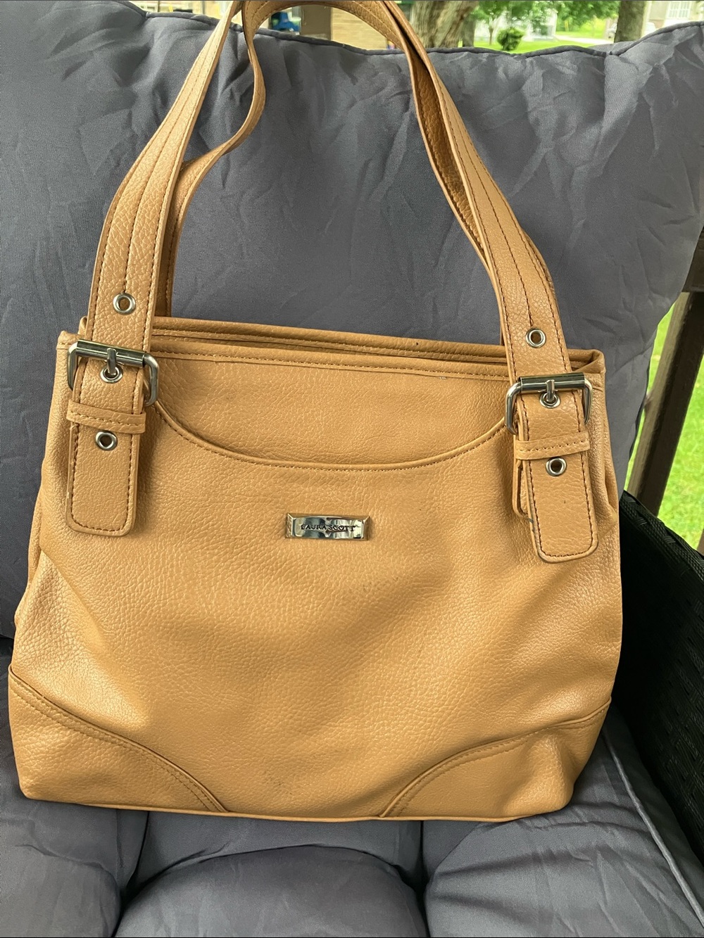 Laura Scott Tan Shoulder Tote with Double Straps